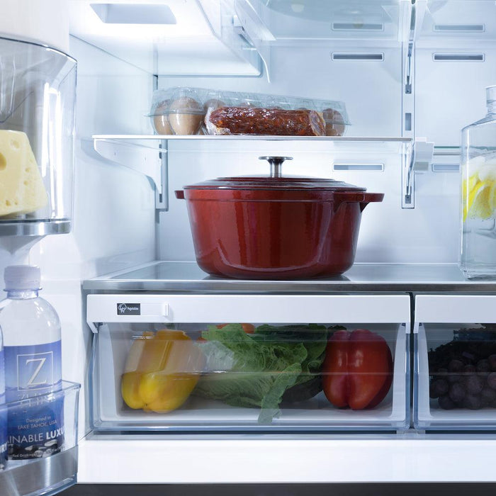 ZLINE Autograph Edition 36" 21.6 cu. ft. Counter Depth French Door Refrigerator with Water Dispenser and Ice Maker in Stainless Steel and Traditional Handles