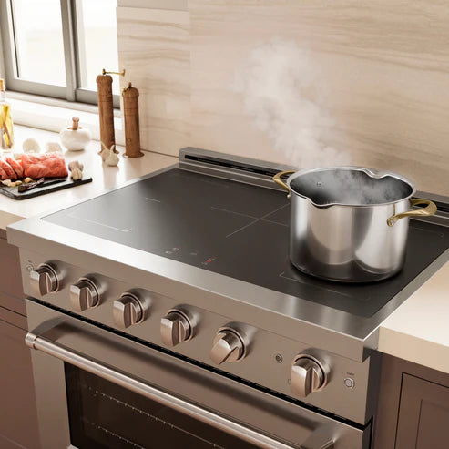 ZLINE 36" 5.2 cu. ft. Paramount Induction Range with 5 Element Cooktop and Electric Oven in Stainless Steel (SINR36)