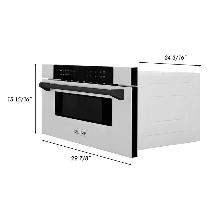 ZLINE Autograph 30 In. 1.2 cu. ft. Built-In Microwave Drawer In Stainless Steel With Gold Accents (MWDZ-30-G)