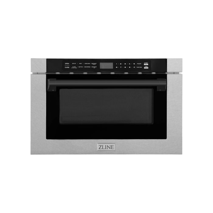 ZLINE Autograph Edition 24" 1.2 cu. ft. Built-in Microwave Drawer with a Traditional Handle in Stainless Steel and Gold Accents (MWDZ-1-H-G)