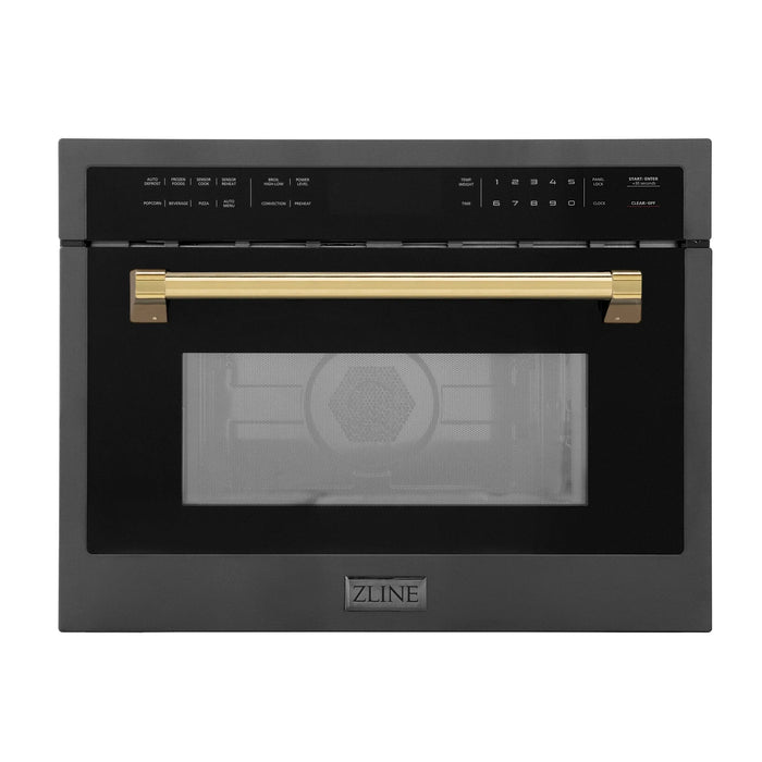 ZLINE Autograph 24" Built-in Convection Microwave Oven in Stainless Steel and Gold Accents (MWOZ-24-G)