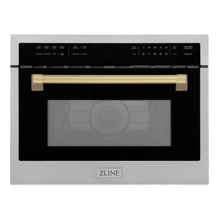 ZLINE Autograph 24" Built-in Convection Microwave Oven in Stainless Steel and Gold Accents (MWOZ-24-G)