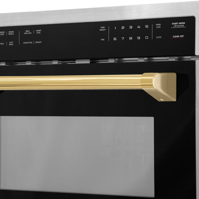 ZLINE Autograph 24" Built-in Convection Microwave Oven in Stainless Steel and Gold Accents (MWOZ-24-G)