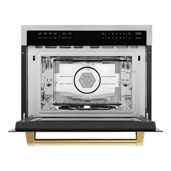 ZLINE Autograph 24" Built-in Convection Microwave Oven in Stainless Steel and Gold Accents (MWOZ-24-G)