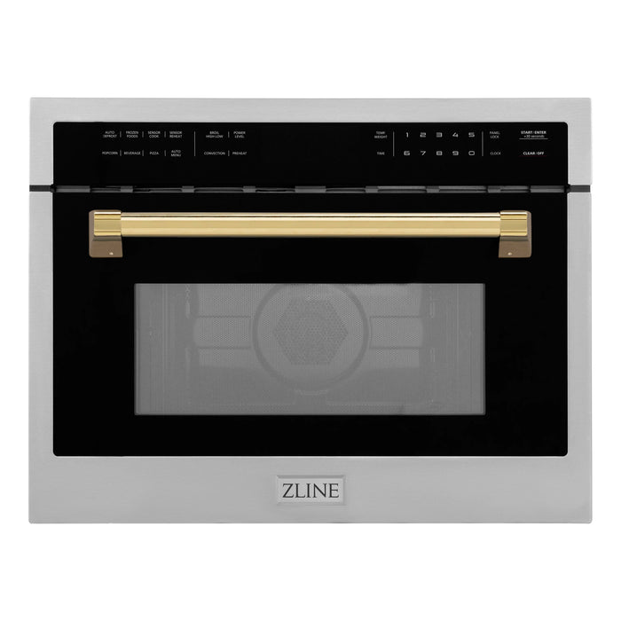 ZLINE Autograph 24" Built-in Convection Microwave Oven in Stainless Steel and Gold Accents (MWOZ-24-G)