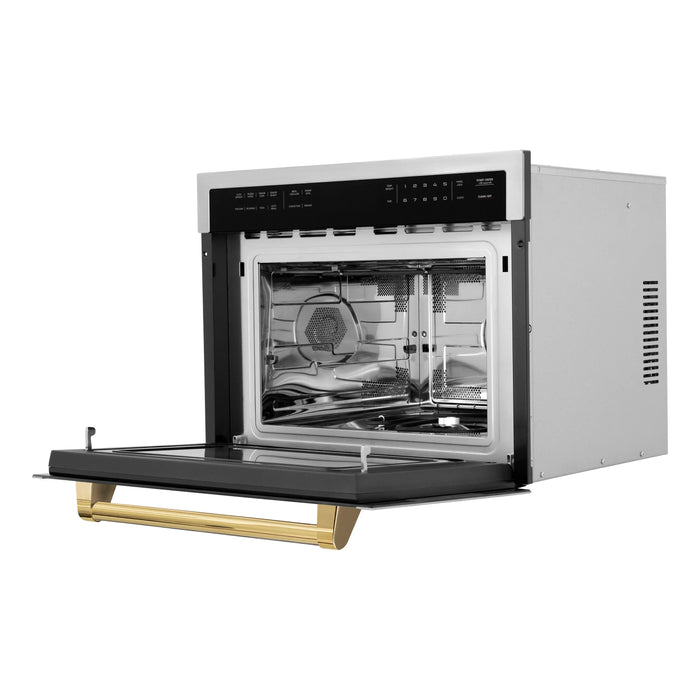 ZLINE Autograph 24" Built-in Convection Microwave Oven in Stainless Steel and Gold Accents (MWOZ-24-G)