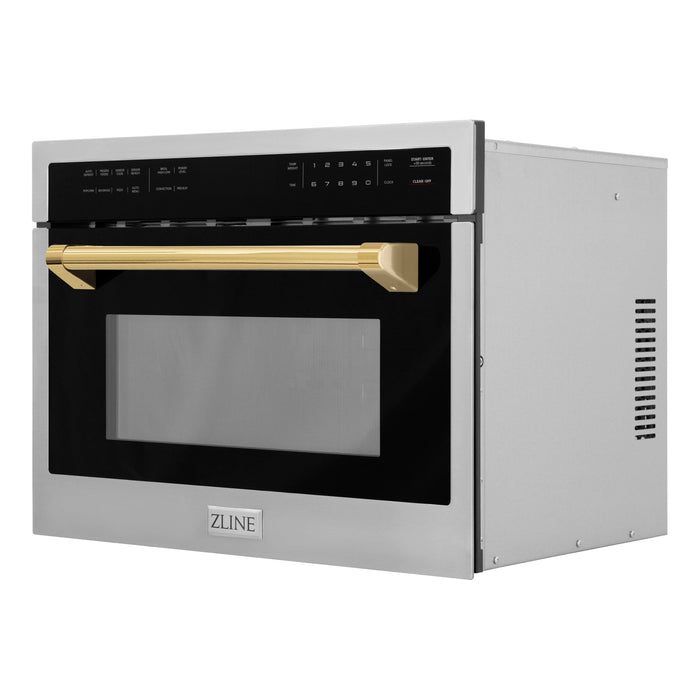 ZLINE Autograph 24" Built-in Convection Microwave Oven in Stainless Steel and Gold Accents (MWOZ-24-G)