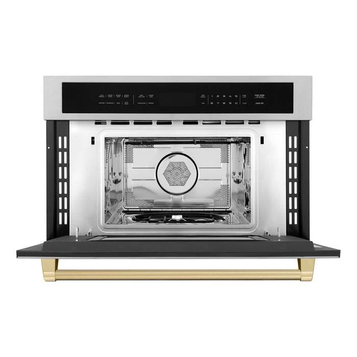 ZLINE Autograph 30" Built-in Convection Microwave Oven in Stainless Steel with Gold Accents (MWOZ-30-G)