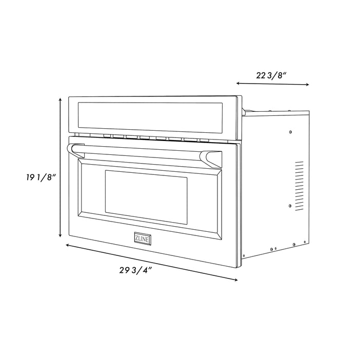 ZLINE Autograph 30" Built-in Convection Microwave Oven in Stainless Steel with Gold Accents (MWOZ-30-G)