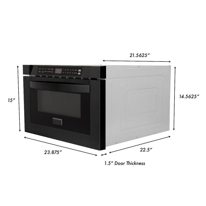 ZLINE 24 in. 1.2 Cu. Ft. Microwave Drawer In Black Stainless Steel (MWD-1-BS)