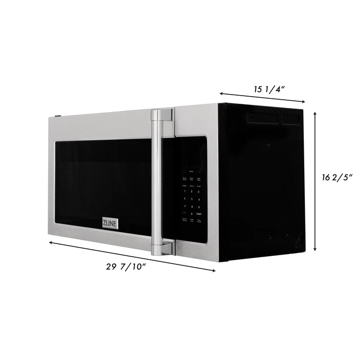 ZLINE 30" 1.5 cu. ft. Over The Range Microwave Oven with Set of 2 Charcoal Filters - Stainless Steel, Black Stainless Steel, Satin Stainless Steel (MWO-OTRCFH-30)
