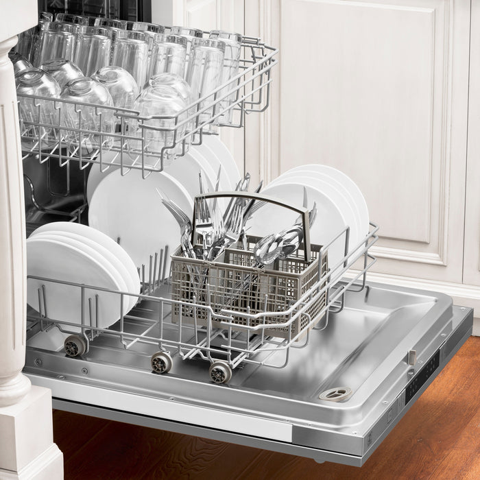 ZLINE 24 in. Top Control Dishwasher in Stainless Steel and Traditional Style Handle (DW-304-H-24)