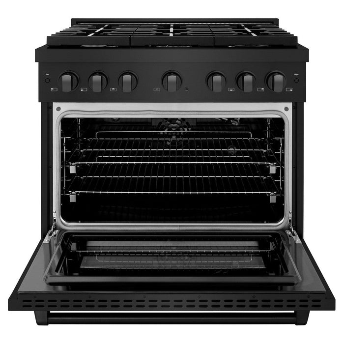 ZLINE 36 in. 5.2 cu. ft. Paramount Dual Fuel Range with 6 Burner Gas Cooktop and Electric Convection Oven in Stainless Steel (SDRB-36)