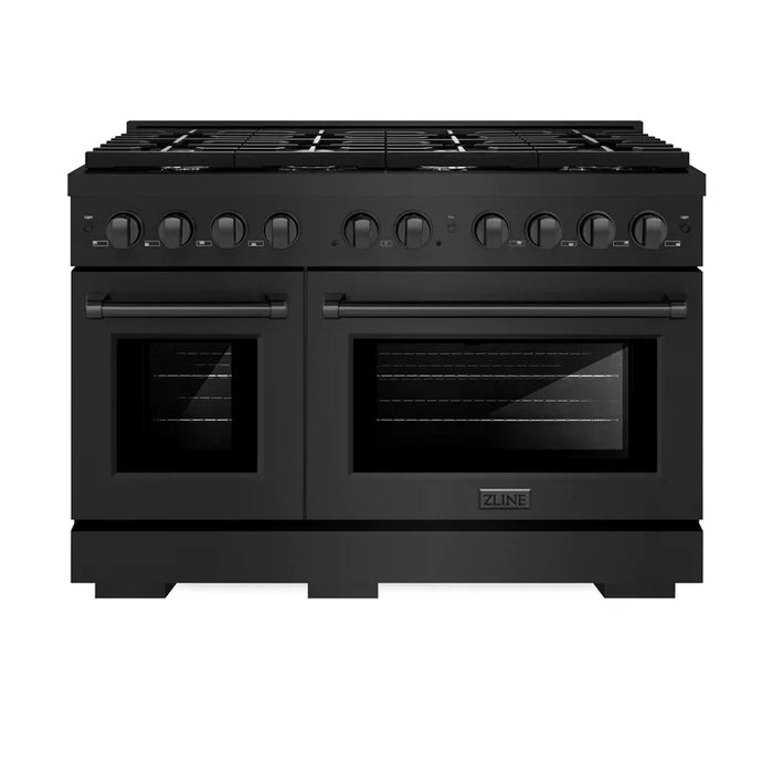 ZLINE 48 in. 6.7 cu. ft. Paramount Double Oven Gas Range with 8 Burner Cooktop in Stainless Steel (SGR48)