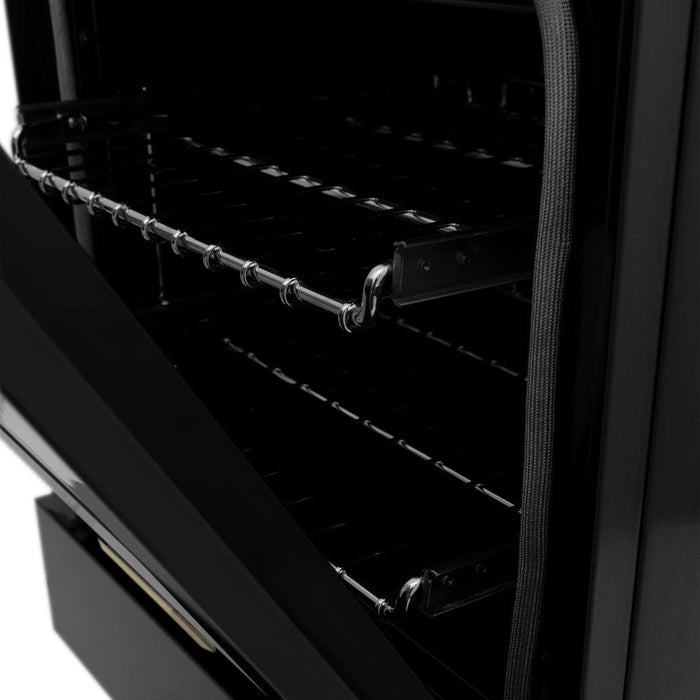 ZLINE Autograph Edition 24" 2.8 cu. ft. Legacy Dual Fuel Range with 4 Burner Gas Cooktop and Electric Convection Oven in Black Stainless Steel w/ Accent Options