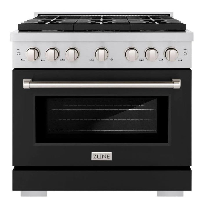 ZLINE 36 in. 5.2 cu. ft. Paramount Dual Fuel Range with 6 Burner Gas Cooktop and Electric Convection Oven in Stainless Steel (SDRB-36)