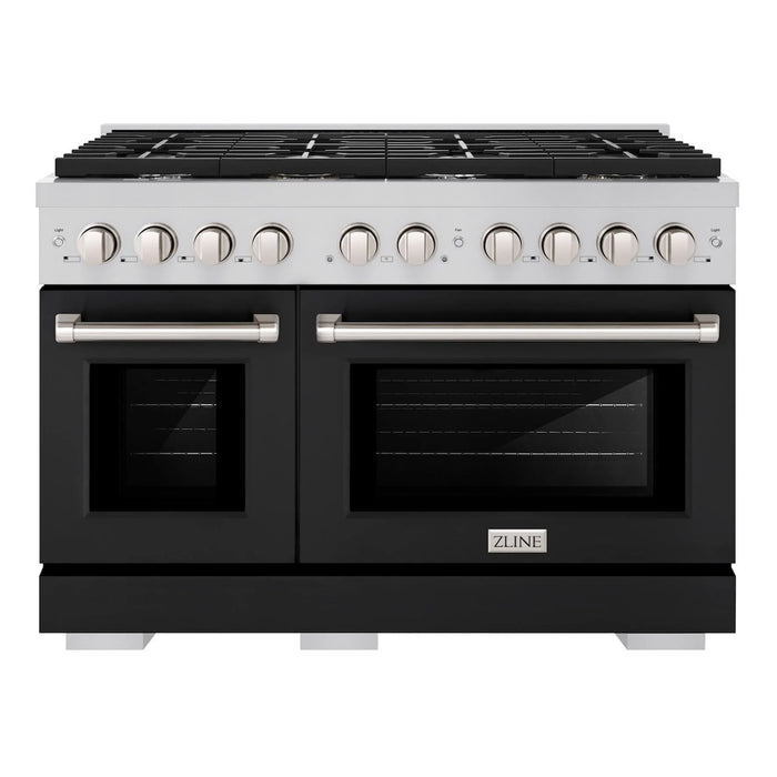 ZLINE 48 in. 6.7 cu. ft. Paramount Double Oven Gas Range with 8 Burner Cooktop in Stainless Steel (SGR48)