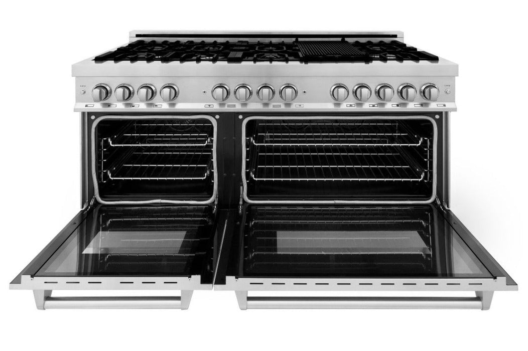 ZLINE 60 in. Professional Gas Burner and 7.4 cu. ft. Electric Oven in Stainless Steel (RA60)