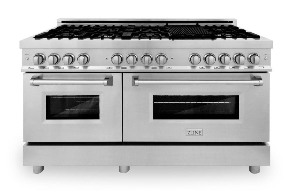 ZLINE 60 in. Professional Gas Burner and 7.4 cu. ft. Electric Oven in Stainless Steel (RA60)