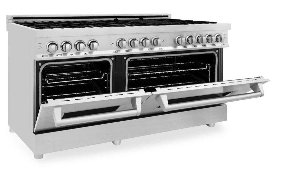 ZLINE 60 in. Professional Gas Burner and 7.4 cu. ft. Electric Oven in Stainless Steel (RA60)