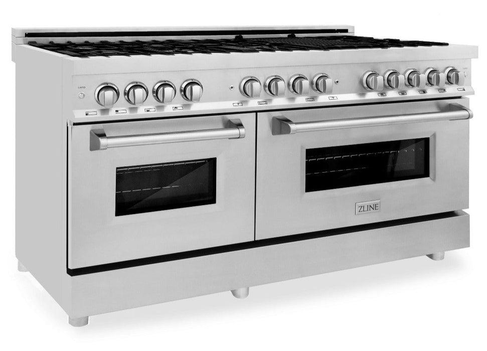 ZLINE 60 in. Professional Gas Burner and 7.4 cu. ft. Electric Oven in Stainless Steel (RA60)