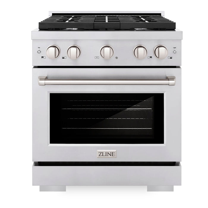 ZLINE 30 in. 4.2 cu. ft. Paramount Dual Fuel Range with 4 Burner Gas Cooktop and Electric Convection Oven in Stainless Steel (SDR30)