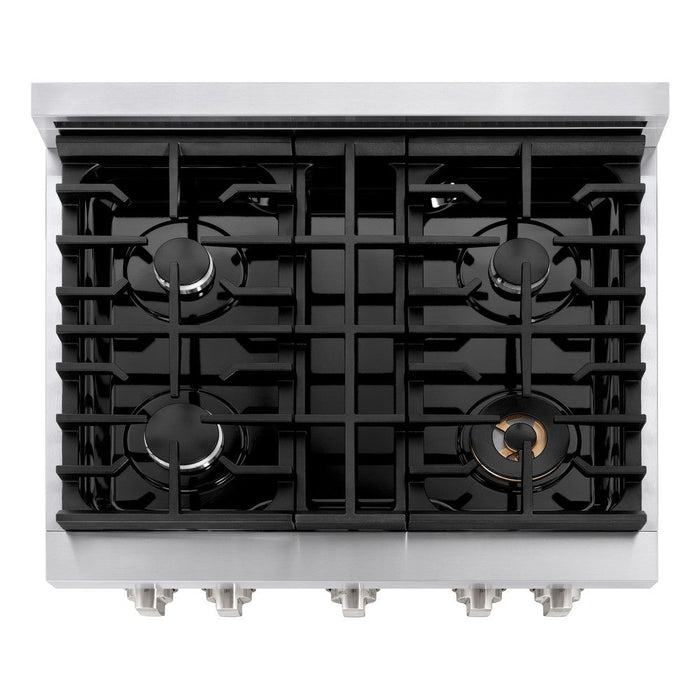 ZLINE 30 in. 4.2 cu. ft. Paramount Dual Fuel Range with 4 Burner Gas Cooktop and Electric Convection Oven in Stainless Steel (SDR30)