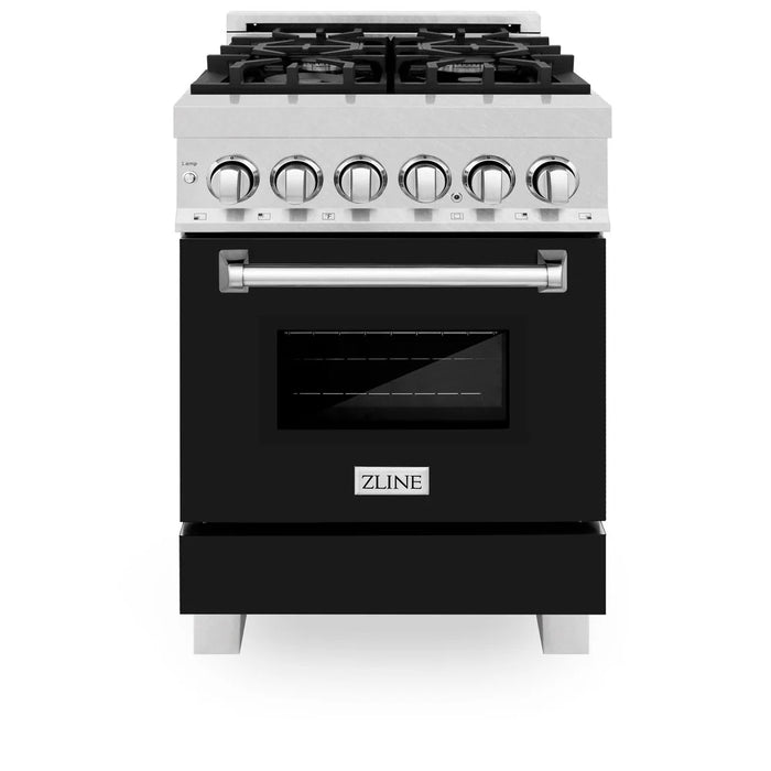 ZLINE 24" 2.8 cu. ft. Legacy Duel Fuel Range with 4 Burners Gas Coooktop & Electric Convection Oven in DuraSnow Stainless Steel Finish w/ Door Color Options