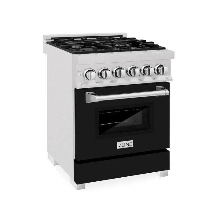 ZLINE 24" 2.8 cu. ft. Legacy Duel Fuel Range with 4 Burners Gas Coooktop & Electric Convection Oven in DuraSnow Stainless Steel Finish w/ Door Color Options