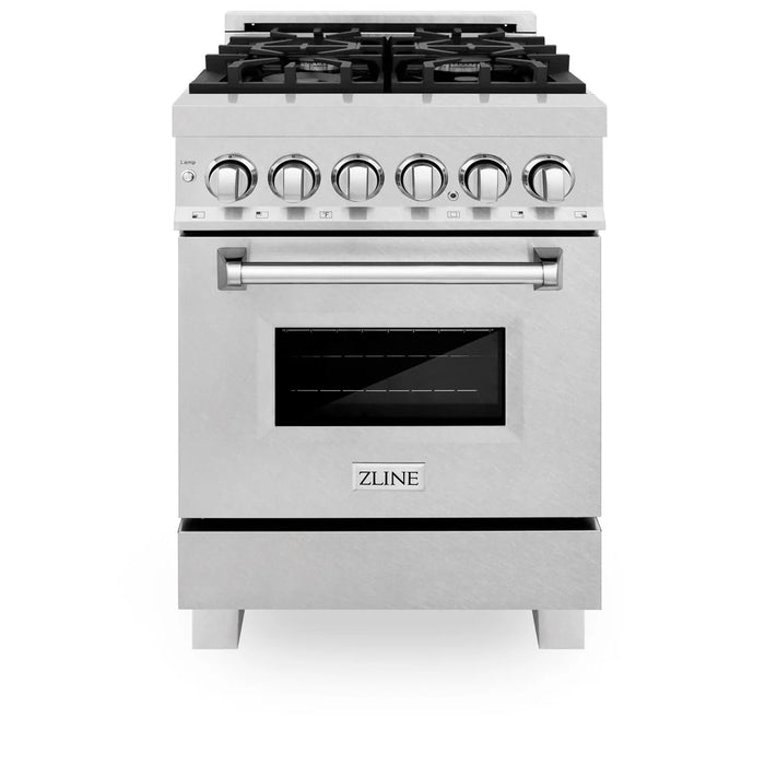 ZLINE 24" 2.8 cu. ft. Legacy Duel Fuel Range with 4 Burners Gas Coooktop & Electric Convection Oven in DuraSnow Stainless Steel Finish w/ Door Color Options