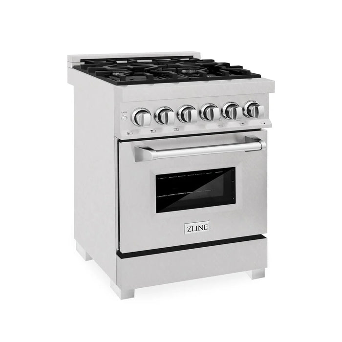 ZLINE 24" 2.8 cu. ft. Legacy Duel Fuel Range with 4 Burners Gas Coooktop & Electric Convection Oven in DuraSnow Stainless Steel Finish w/ Door Color Options