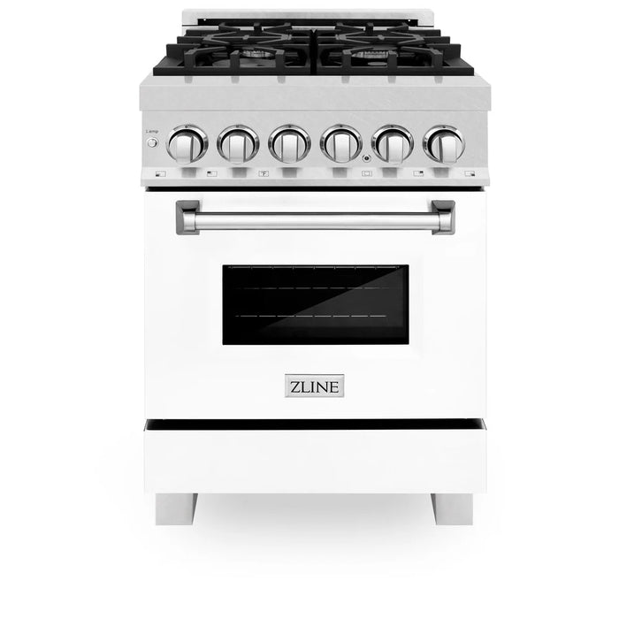 ZLINE 24" 2.8 cu. ft. Legacy Duel Fuel Range with 4 Burners Gas Coooktop & Electric Convection Oven in DuraSnow Stainless Steel Finish w/ Door Color Options