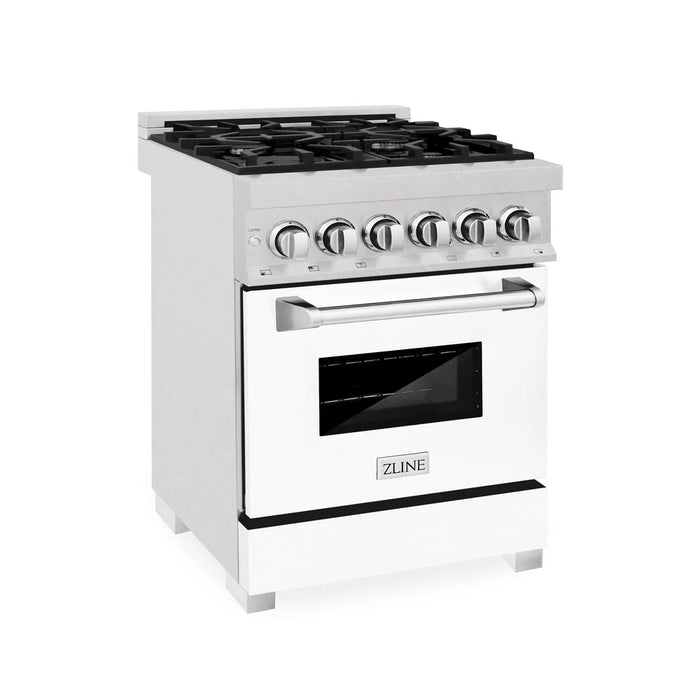 ZLINE 24" 2.8 cu. ft. Legacy Duel Fuel Range with 4 Burners Gas Coooktop & Electric Convection Oven in DuraSnow Stainless Steel Finish w/ Door Color Options