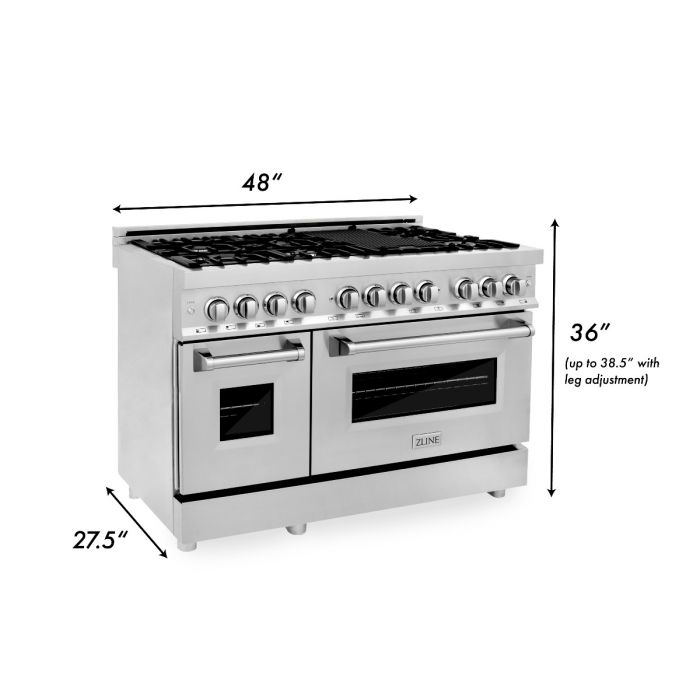 ZLINE 48 in. Professional Gas Burner and Electric Oven in Stainless Steel (RA48)