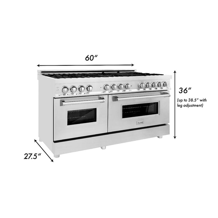 ZLINE 60 in. Professional Gas Burner and 7.4 cu. ft. Electric Oven in Stainless Steel (RA60)