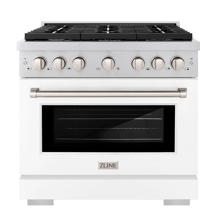 ZLINE 36 in. 5.2 cu. ft. Paramount Dual Fuel Range with 6 Burner Gas Cooktop and Electric Convection Oven in Stainless Steel (SDRB-36)