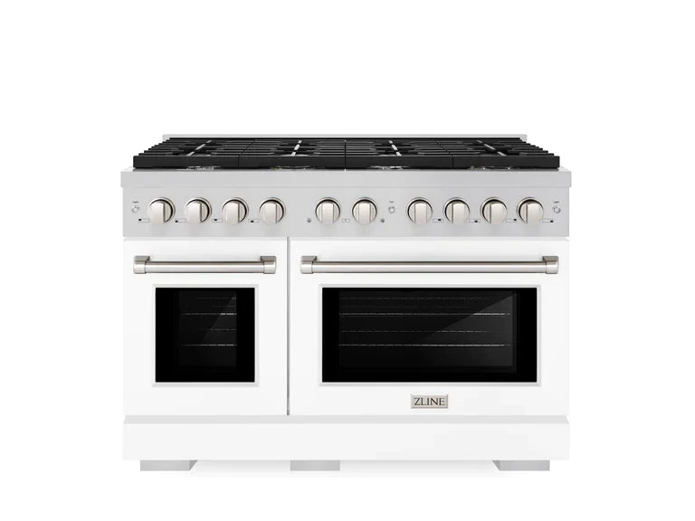 ZLINE 48 in. 6.7 cu. ft. Paramount Double Oven Gas Range with 8 Burner Cooktop in Stainless Steel (SGR48)