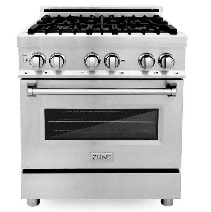 ZLINE Kitchen and Bath 30 in. Professional Gas Burner, Electric Oven Stainless Steel Range (RA30)