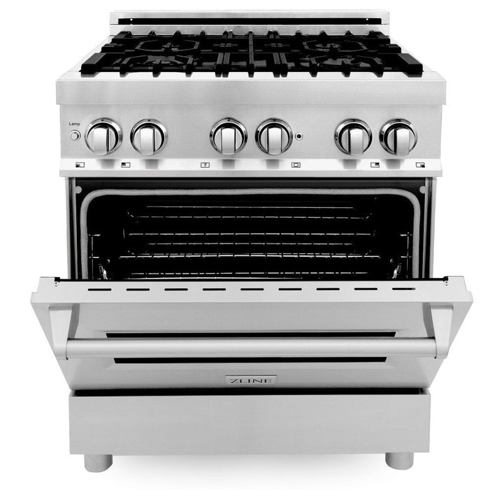 ZLINE Kitchen and Bath 30 in. Professional Gas Burner, Electric Oven Stainless Steel Range (RA30)