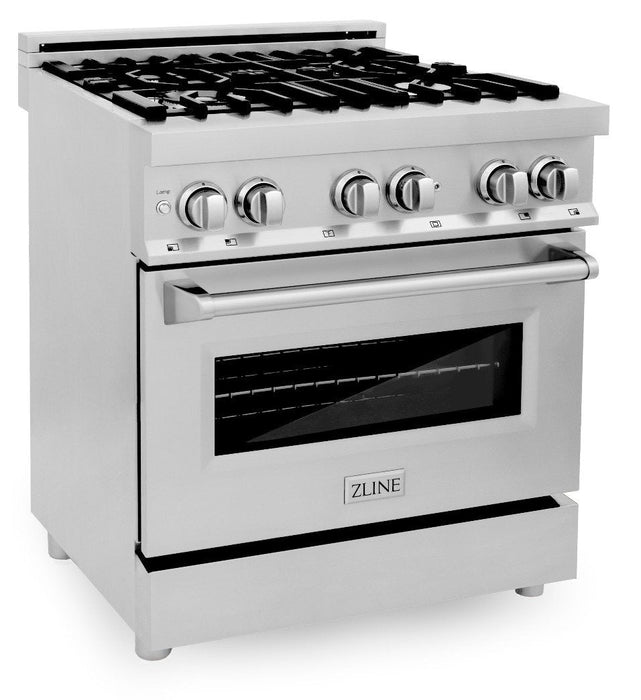 ZLINE Kitchen and Bath 30 in. Professional Gas Burner, Electric Oven Stainless Steel Range (RA30)