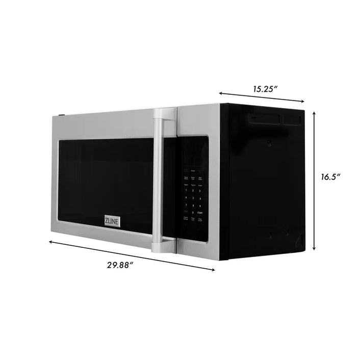 ZLINE 30" 1.5 cu. ft. Over The Range Microwave Oven with Set of 2 Charcoal Filters - Stainless Steel, Black Stainless Steel, Satin Stainless Steel (MWO-OTRCFH-30)