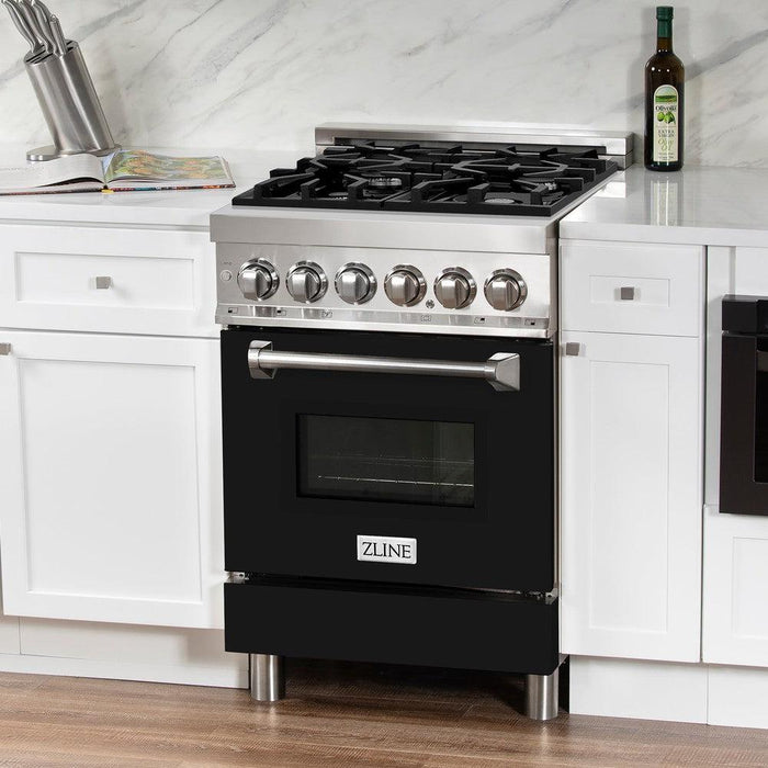 ZLINE 24" 2.8 cu. ft. Legacy Duel Fuel Range with 4 Burners Gas Coooktop & Electric Convection Oven in Stainless Steel Finish w/ Door Color Options