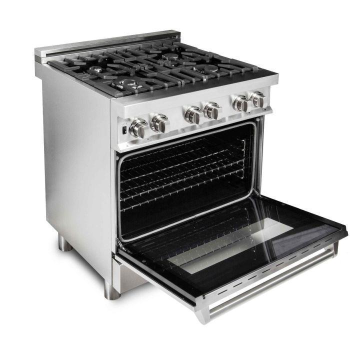 ZLINE Kitchen and Bath 30 in. Professional Gas Burner, Electric Oven Stainless Steel Range (RA30)