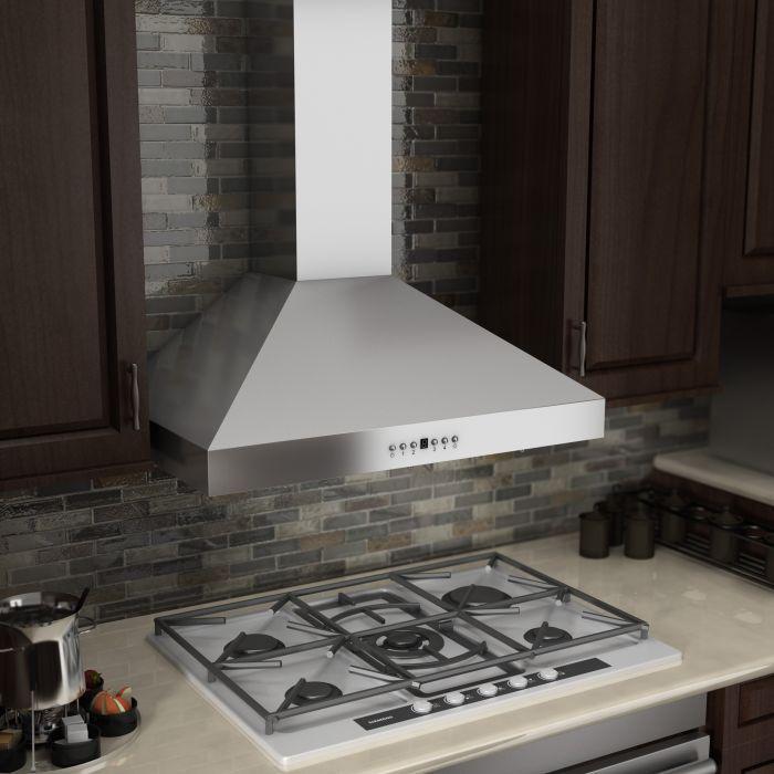 ZLINE 36 in. Convertible Vent Wall Mount Range Hood in Stainless Steel with Crown Molding (KL3CRN-36)