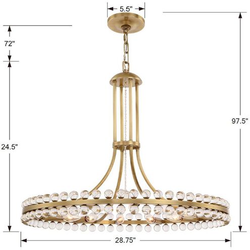 Crystorama Clover 12 Light Aged Brass Chandelier Ceiling Light 29 inch